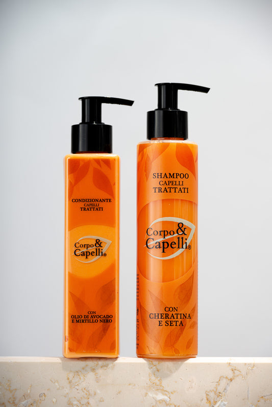 Kit shampoo e condizionante capelli trattati